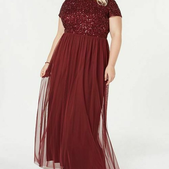 burgundy sequin dress bridesmaid Long Burgundy Sequin Prom Dress with Cut-Out Back Burgundy / 6 main image 1